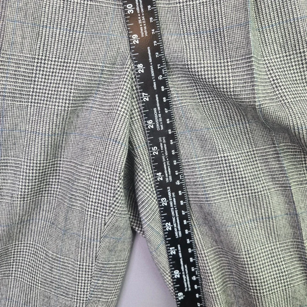 Vintage Pleated Trousers Glen Plaid Check Pants 29x26 Grey Blue Dress Slacks